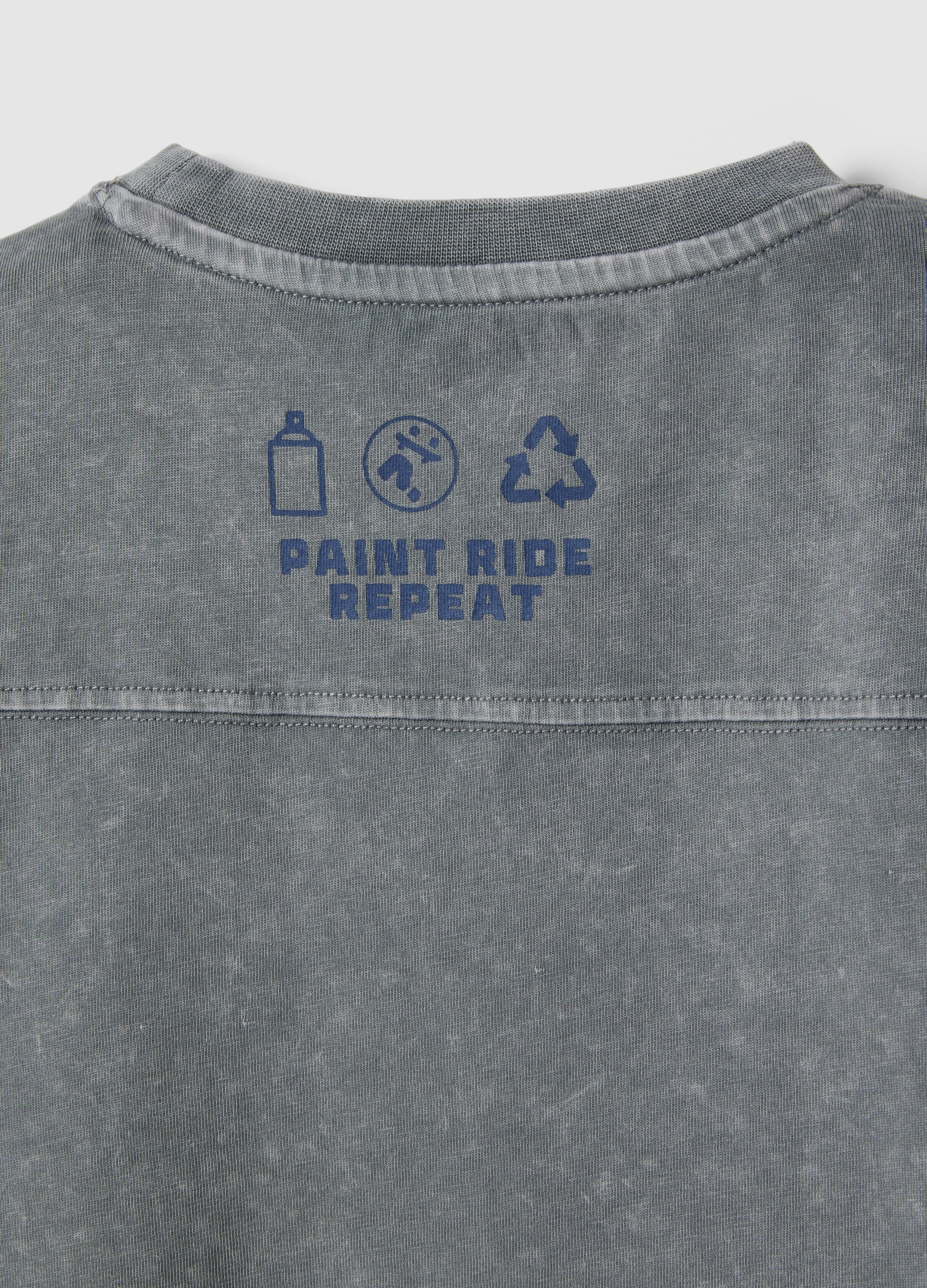 Ovs Children'S Grey Pure Cotton T-Shirt Regular Fit With Patch