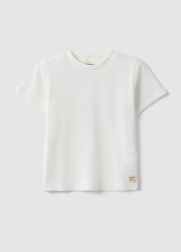 OVS White Cotton Blend Regular Fit Kids' T-Shirt With Stripes