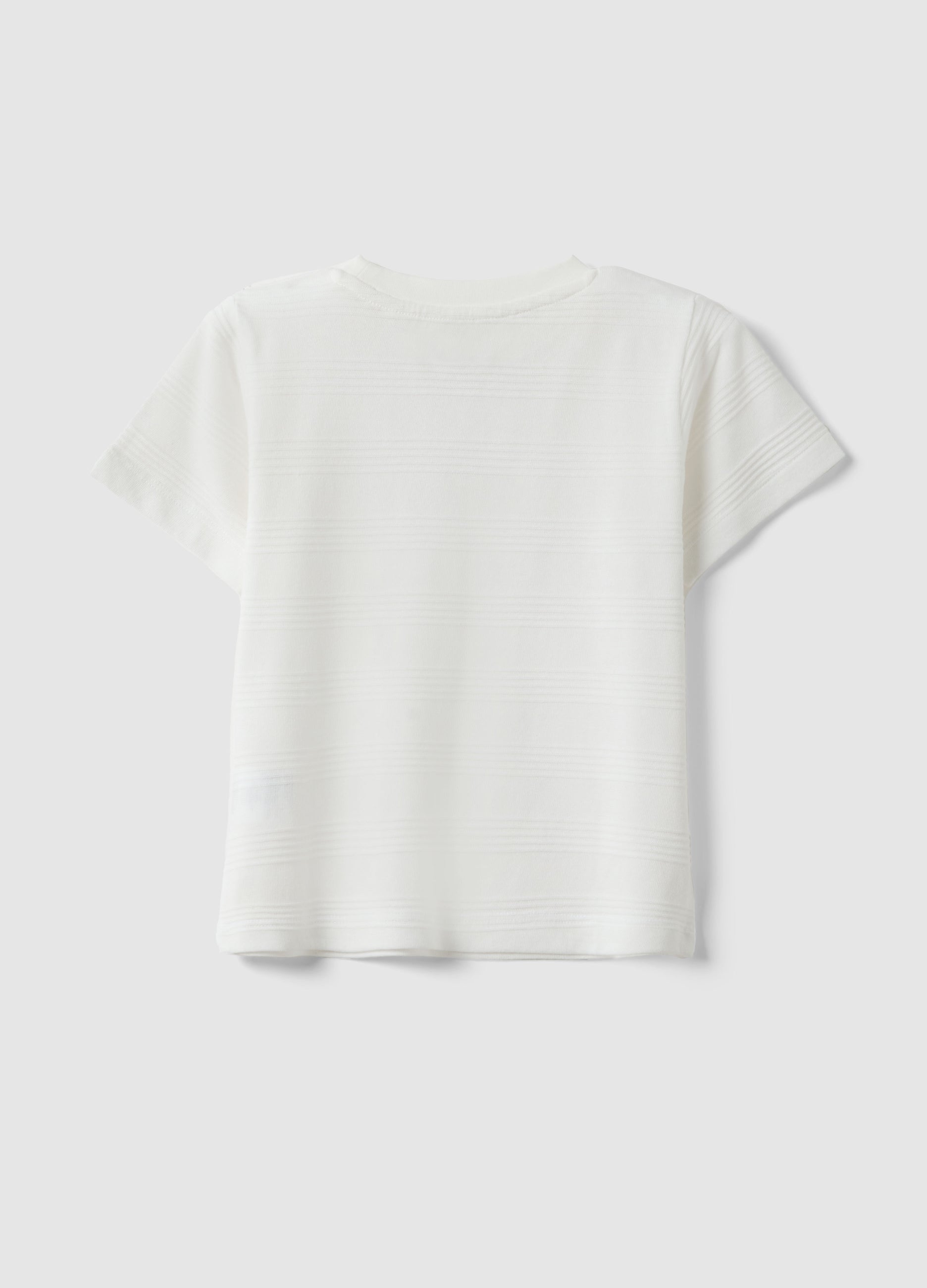 OVS White Cotton Blend Regular Fit Kids' T-Shirt With Stripes