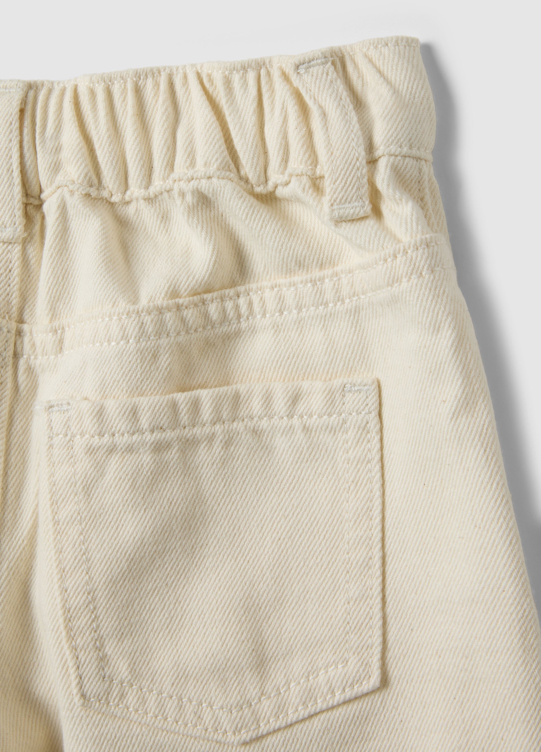 OVS Girls' White Pure Cotton Denim Shorts Regular Fit With Lace Trim