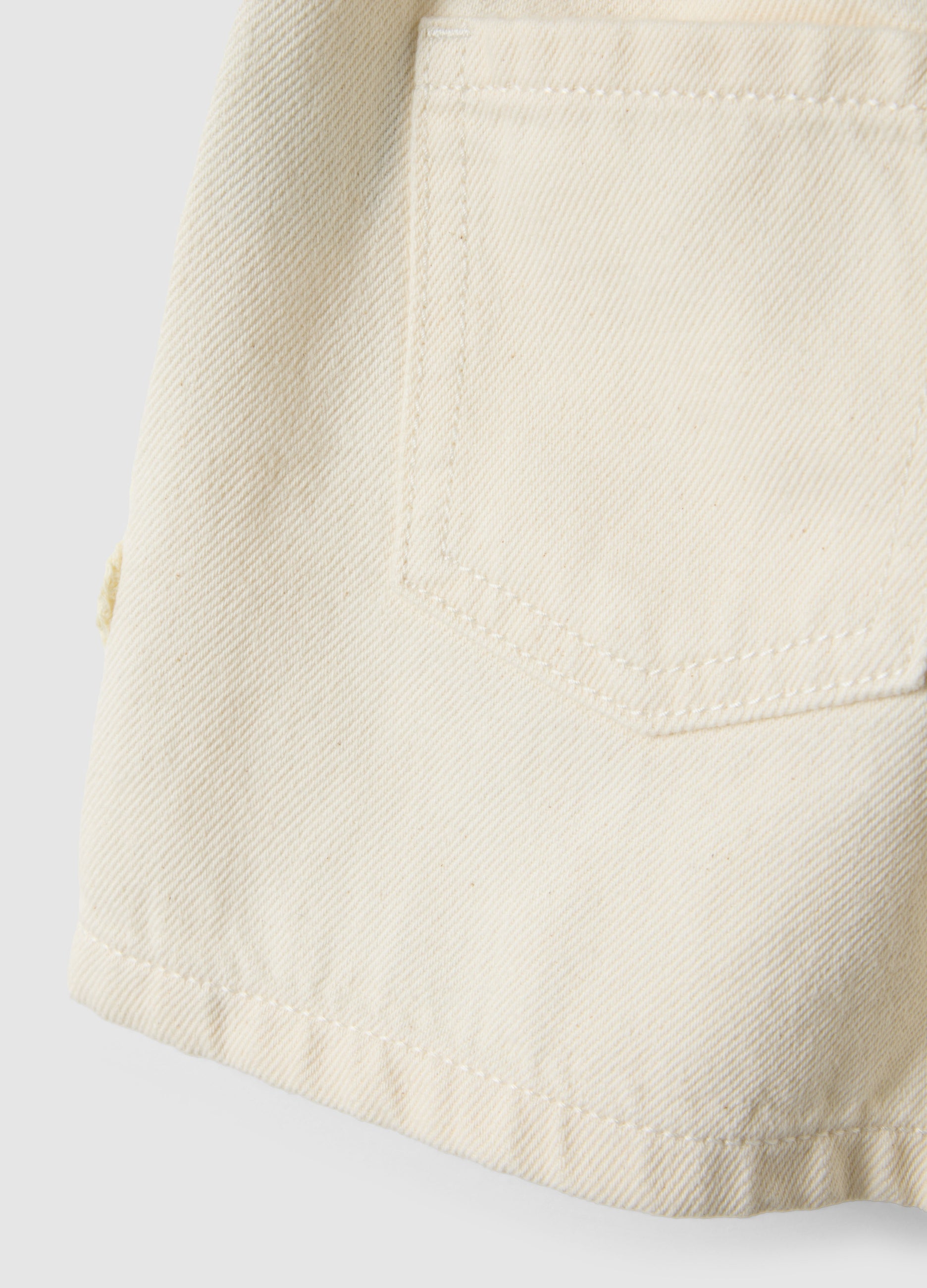 OVS Girls' White Pure Cotton Denim Shorts Regular Fit With Lace Trim