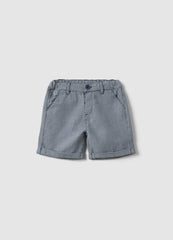 OVS Blue And White Checked Cotton Shorts For Toddlers, Regular Fit