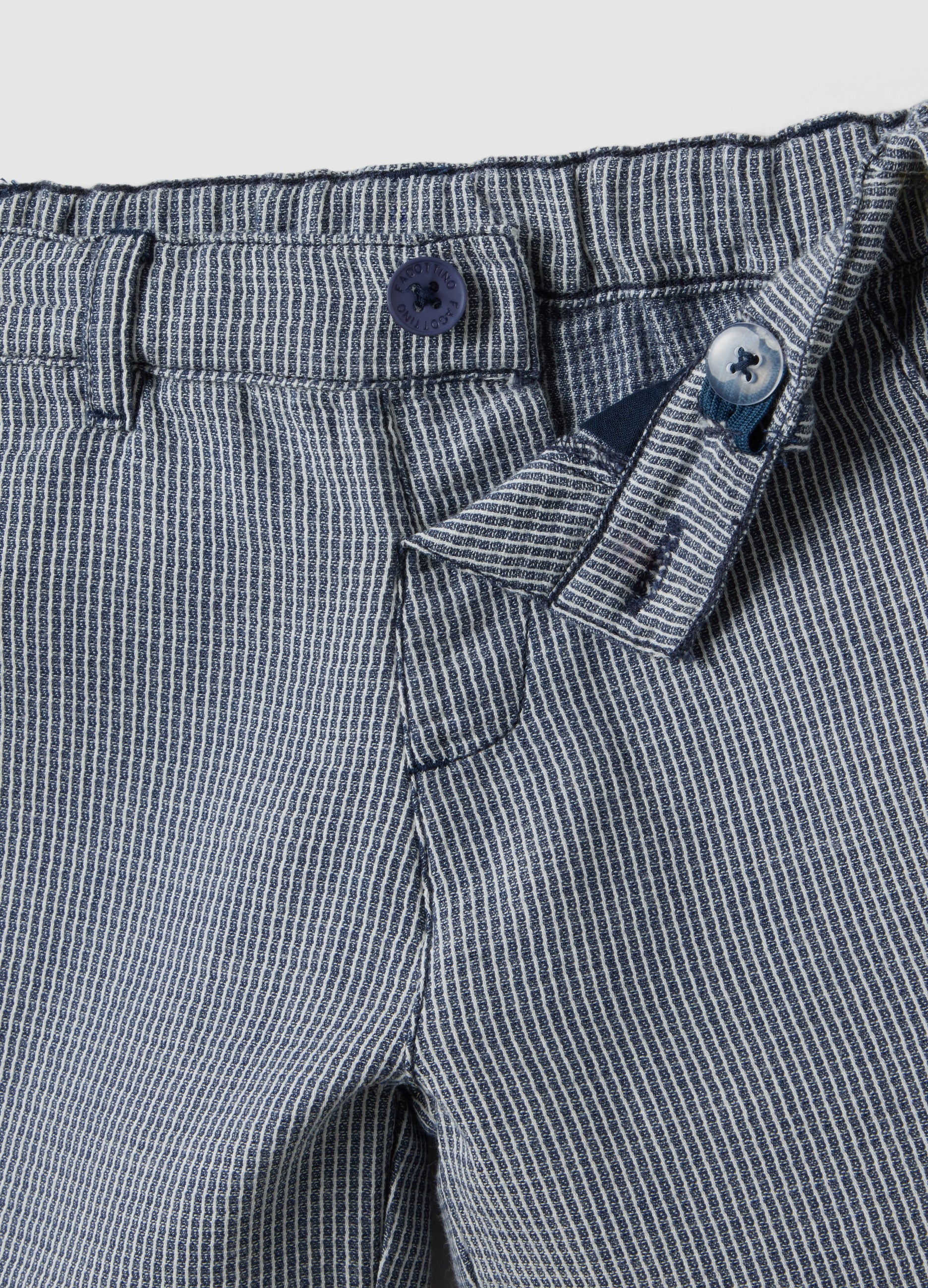 OVS Blue And White Checked Cotton Shorts For Toddlers, Regular Fit
