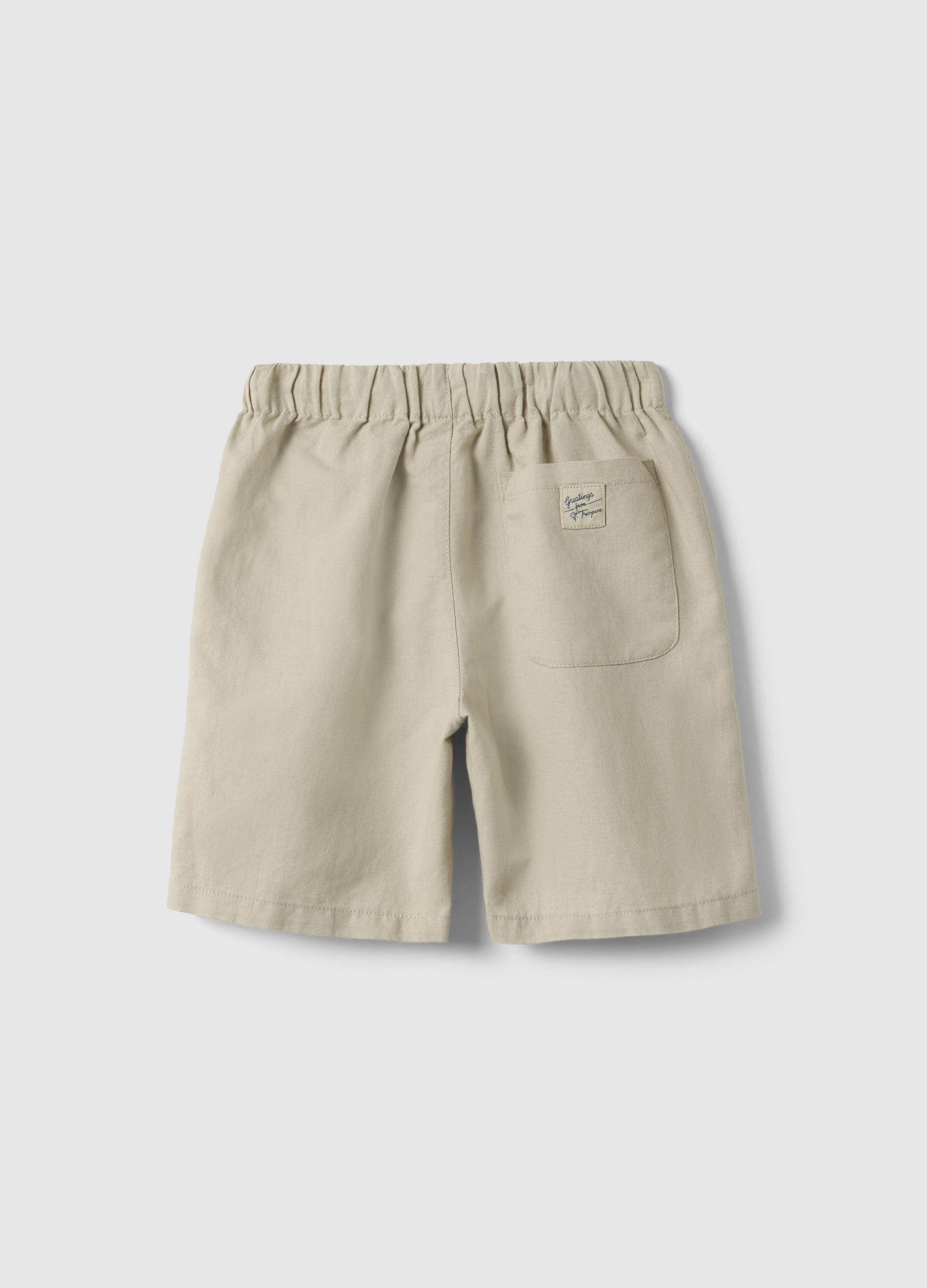 OVS Beige Linen Blend Oversized Fit Children'S Shorts