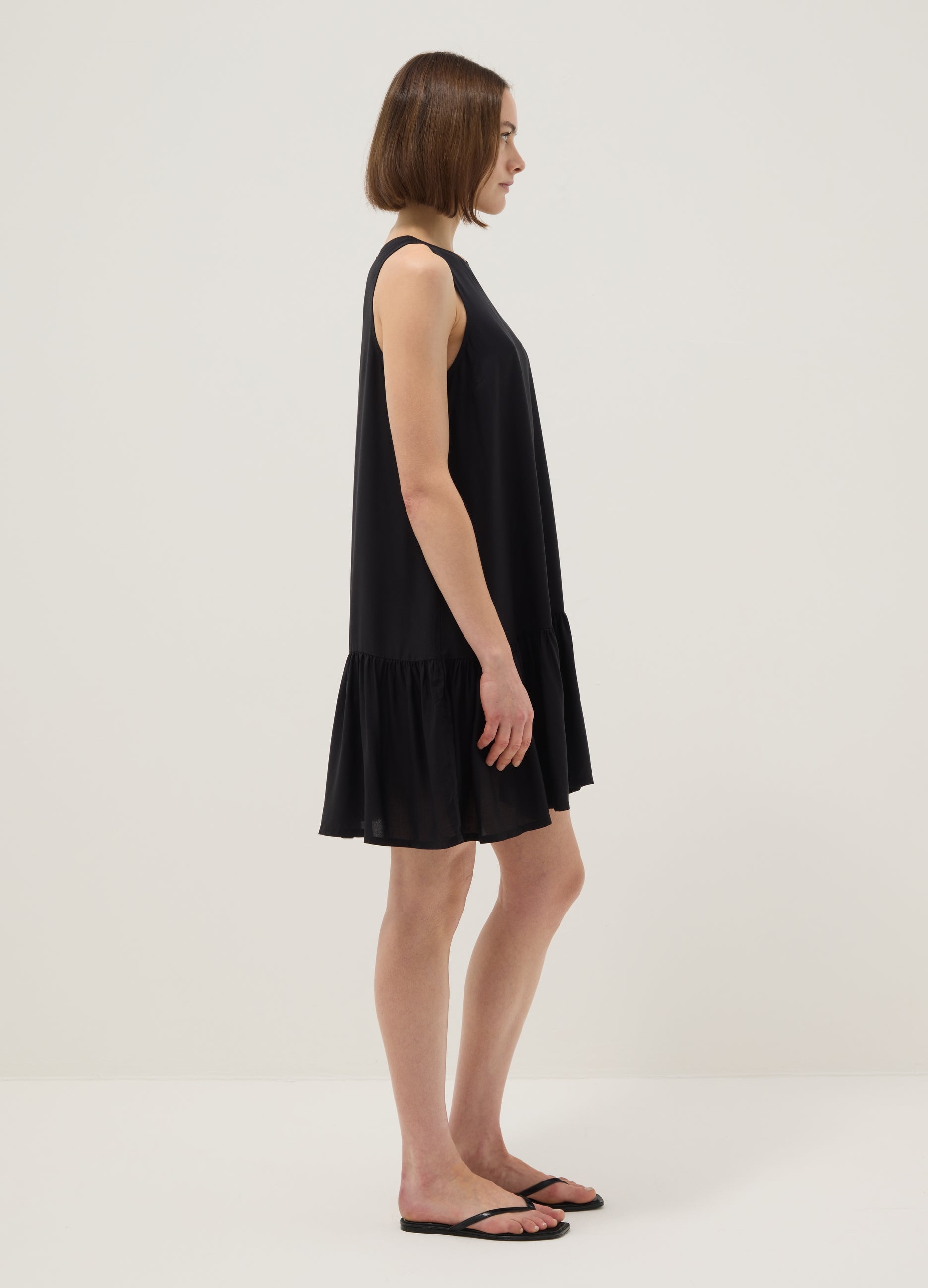 OVS Sleeveless Pure Viscose Black Dress, Regular Fit