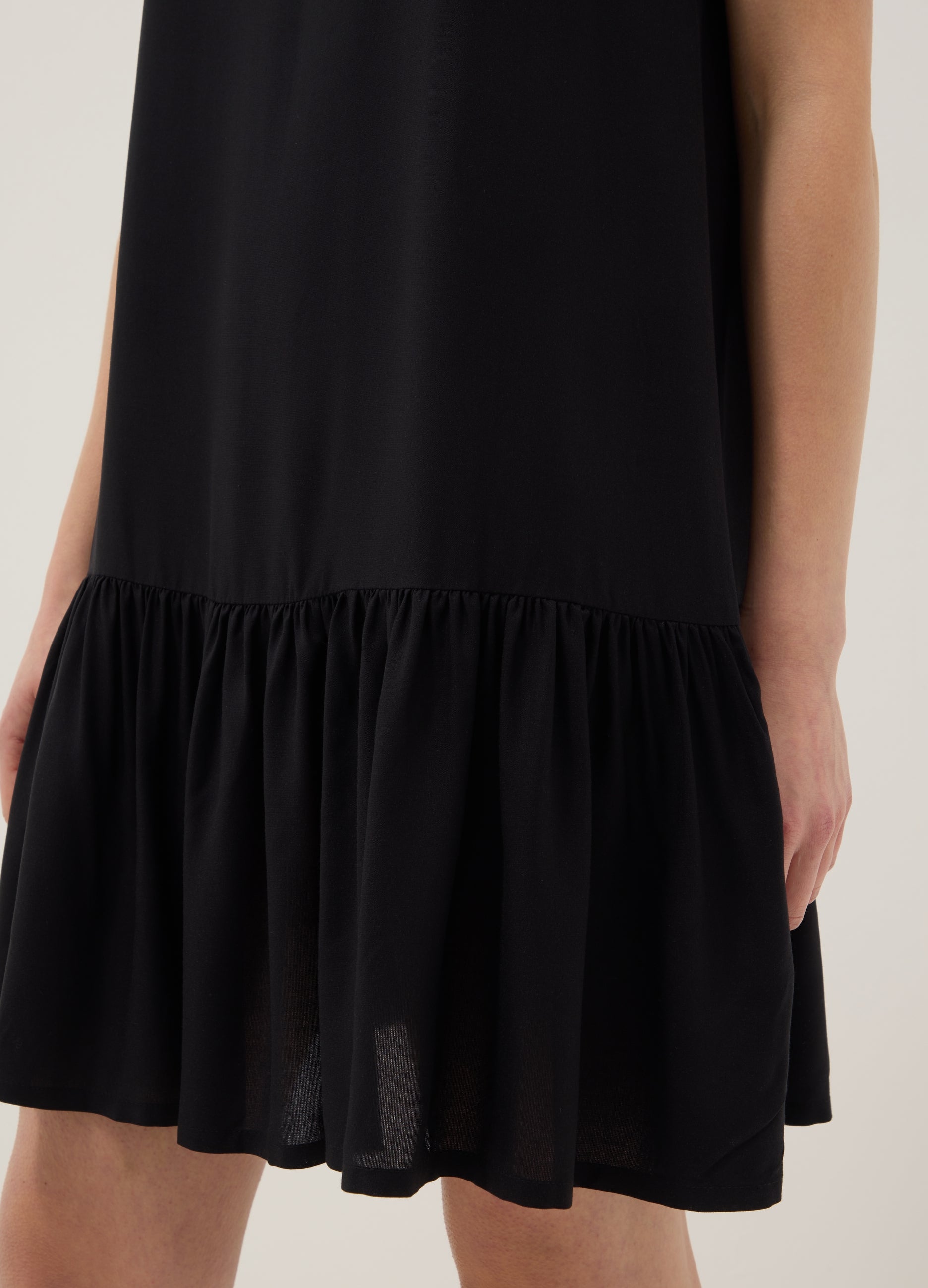 OVS Sleeveless Pure Viscose Black Dress, Regular Fit