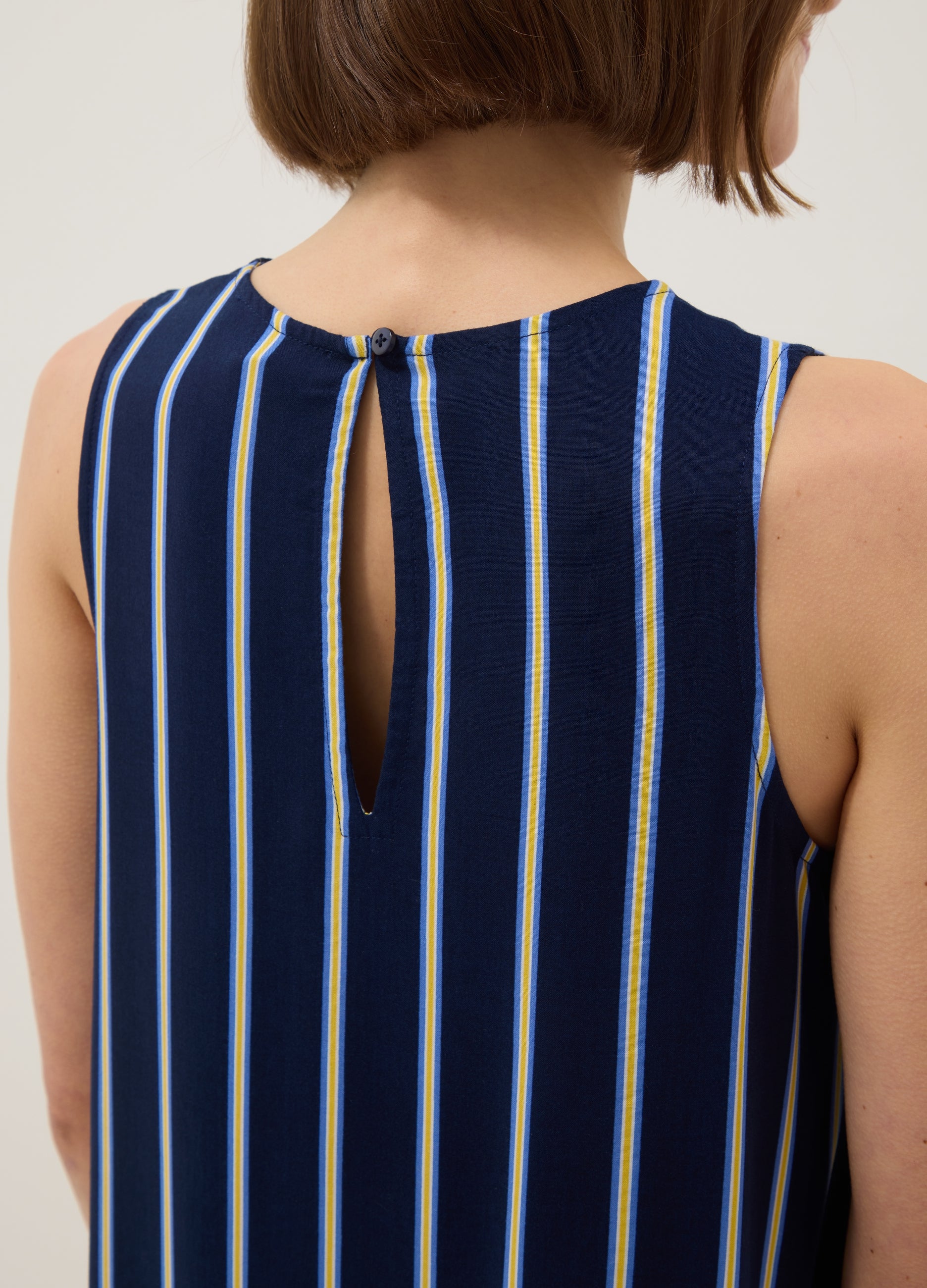 OVS Sleeveless Pure Viscose Multicolour Striped Dress, Regular Fit
