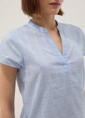OVS Light Blue Pure Cotton Regular Fit Deep V Shirt With Transparency