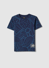 OVS Blue Pure Cotton Regular Fit T-Shirt For Boys With Print