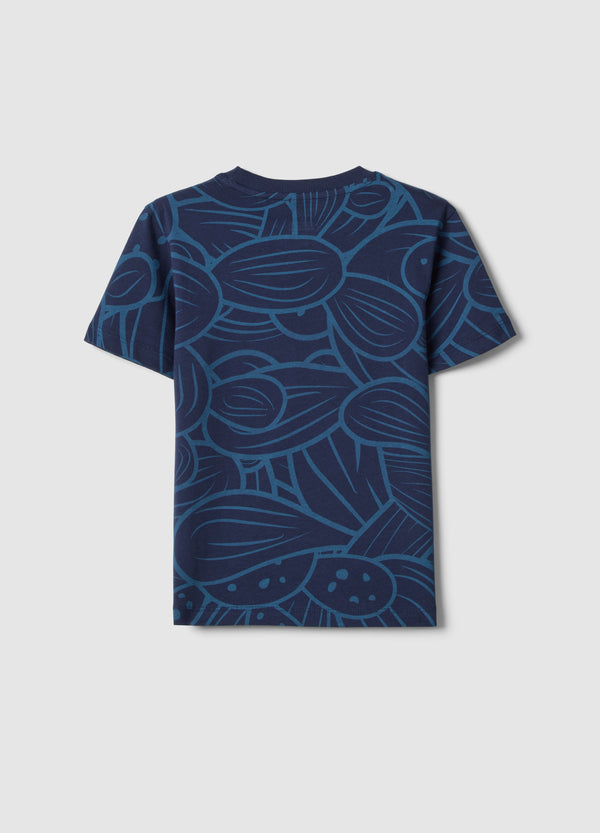 OVS Blue Pure Cotton Regular Fit T-Shirt For Boys With Print