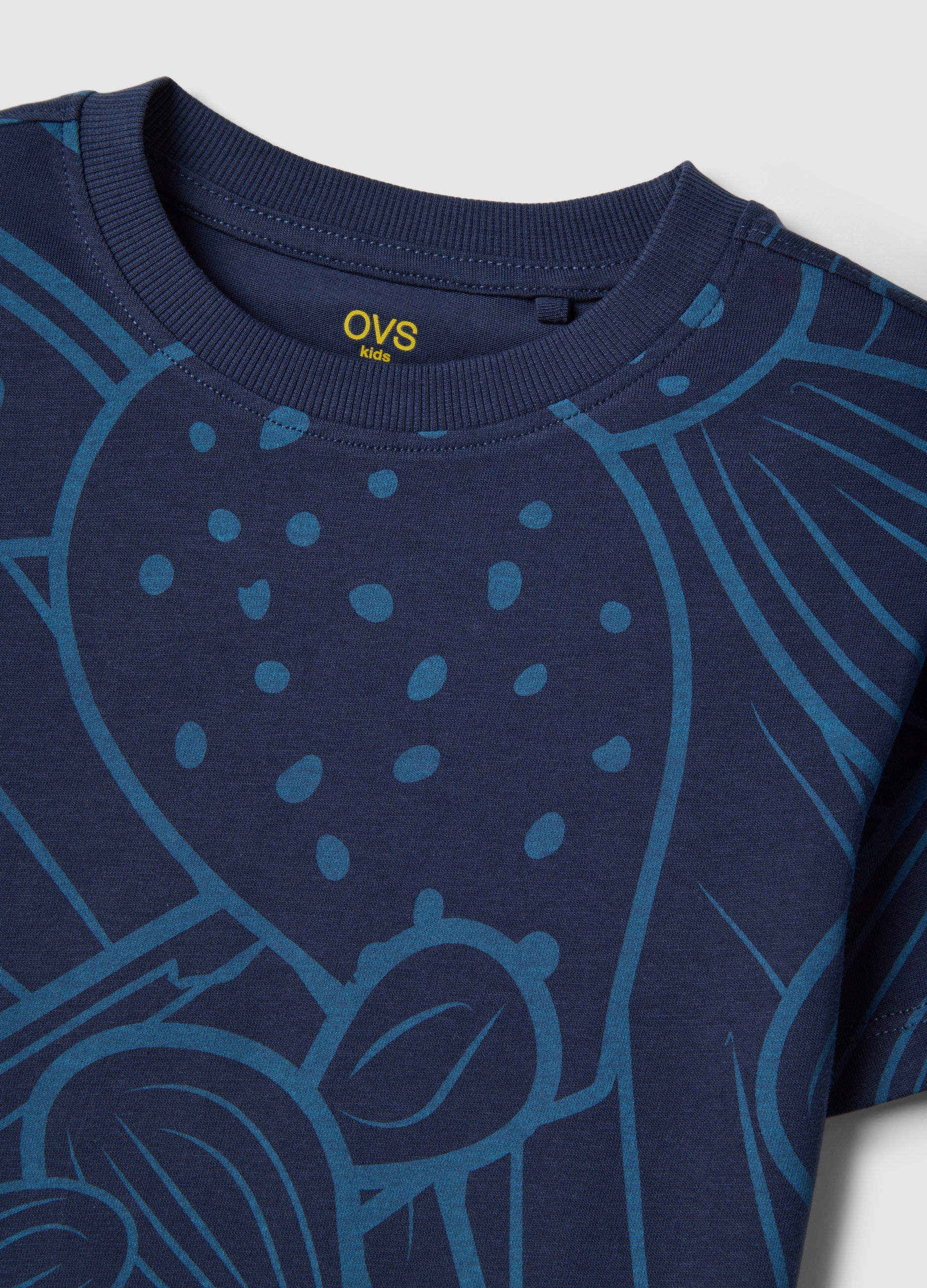 OVS Blue Pure Cotton Regular Fit T-Shirt For Boys With Print