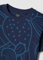 OVS Blue Pure Cotton Regular Fit T-Shirt For Boys With Print