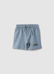 OVS Sky Blue Pure Cotton Shorts For Boys With Regular Fit And Car Design