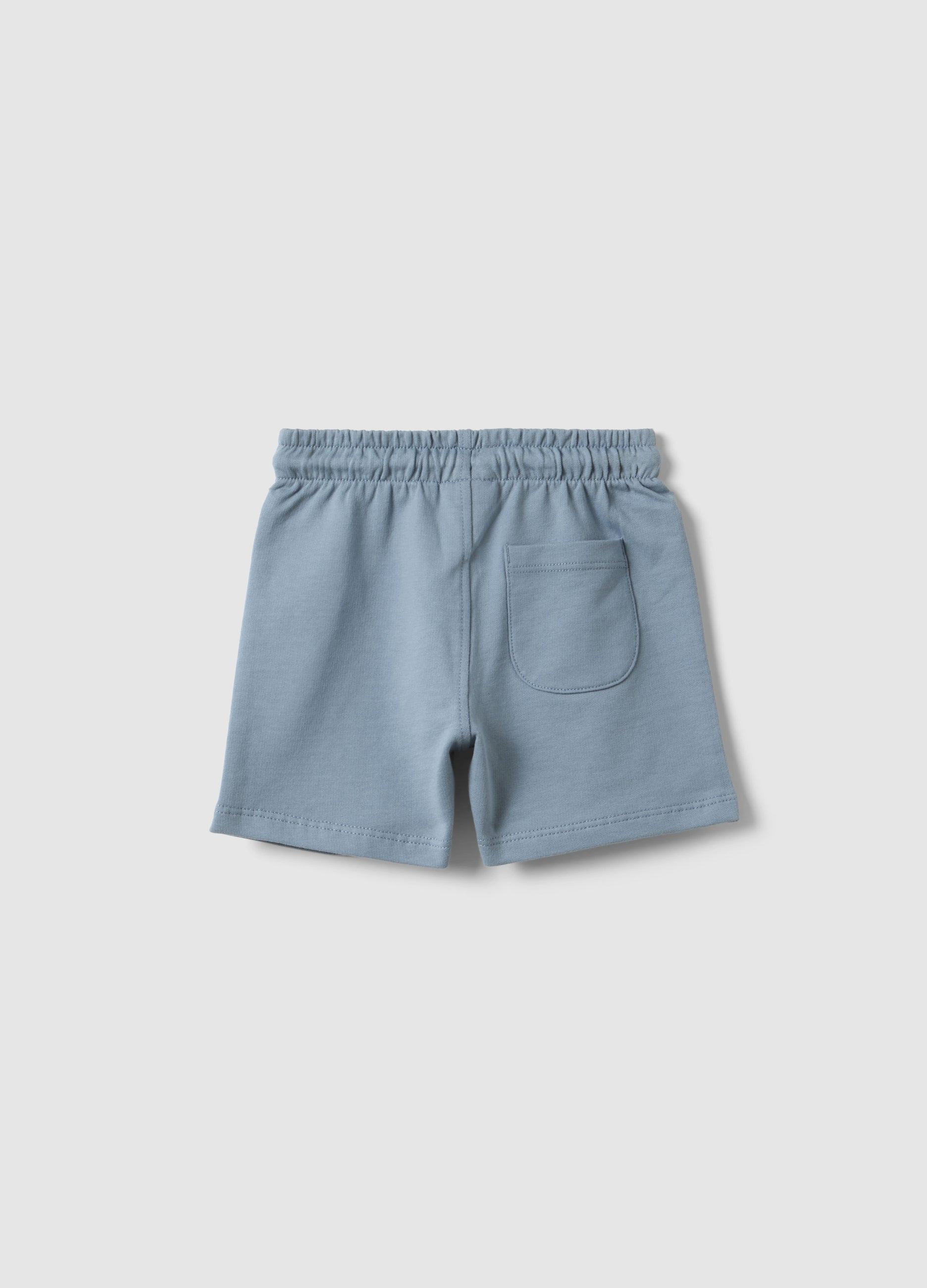 OVS Sky Blue Pure Cotton Shorts For Boys With Regular Fit And Car Design