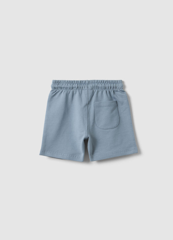 OVS Sky Blue Pure Cotton Shorts For Boys With Regular Fit And Car Design
