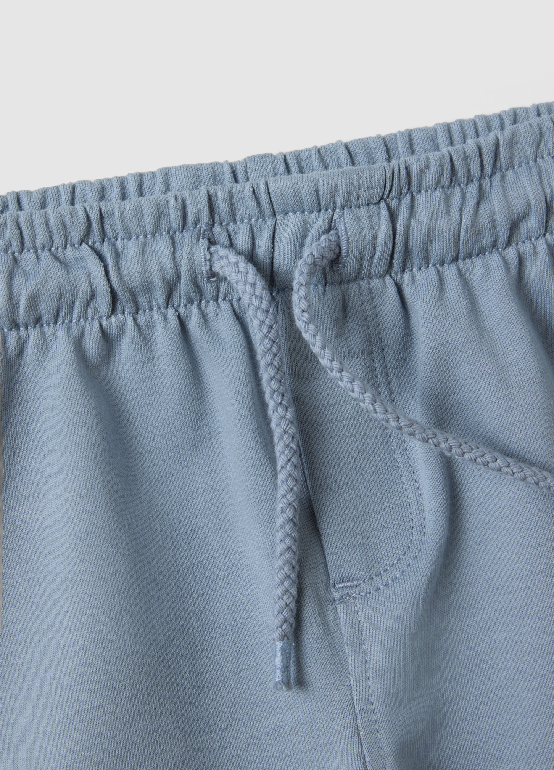 OVS Sky Blue Pure Cotton Shorts For Boys With Regular Fit And Car Design