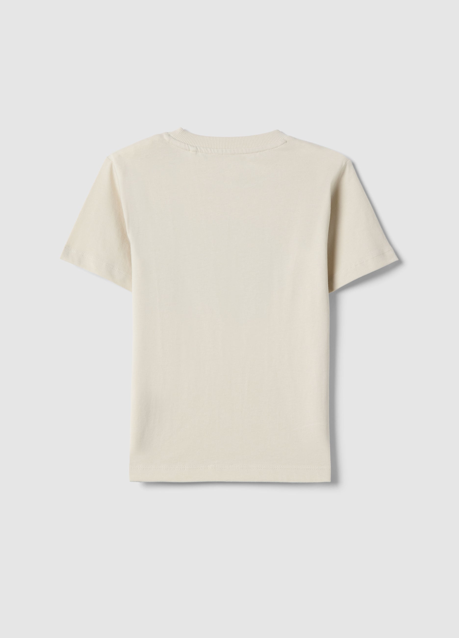 OVS Beige Regular Fit Pure Cotton T-Shirt For Children With Print