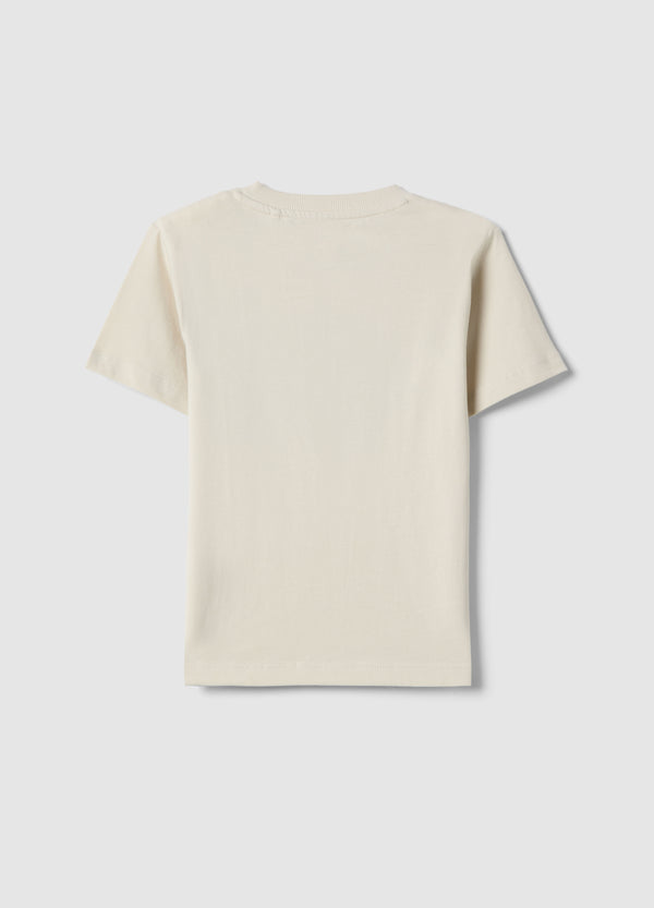 OVS Beige Regular Fit Pure Cotton T-Shirt For Children With Print