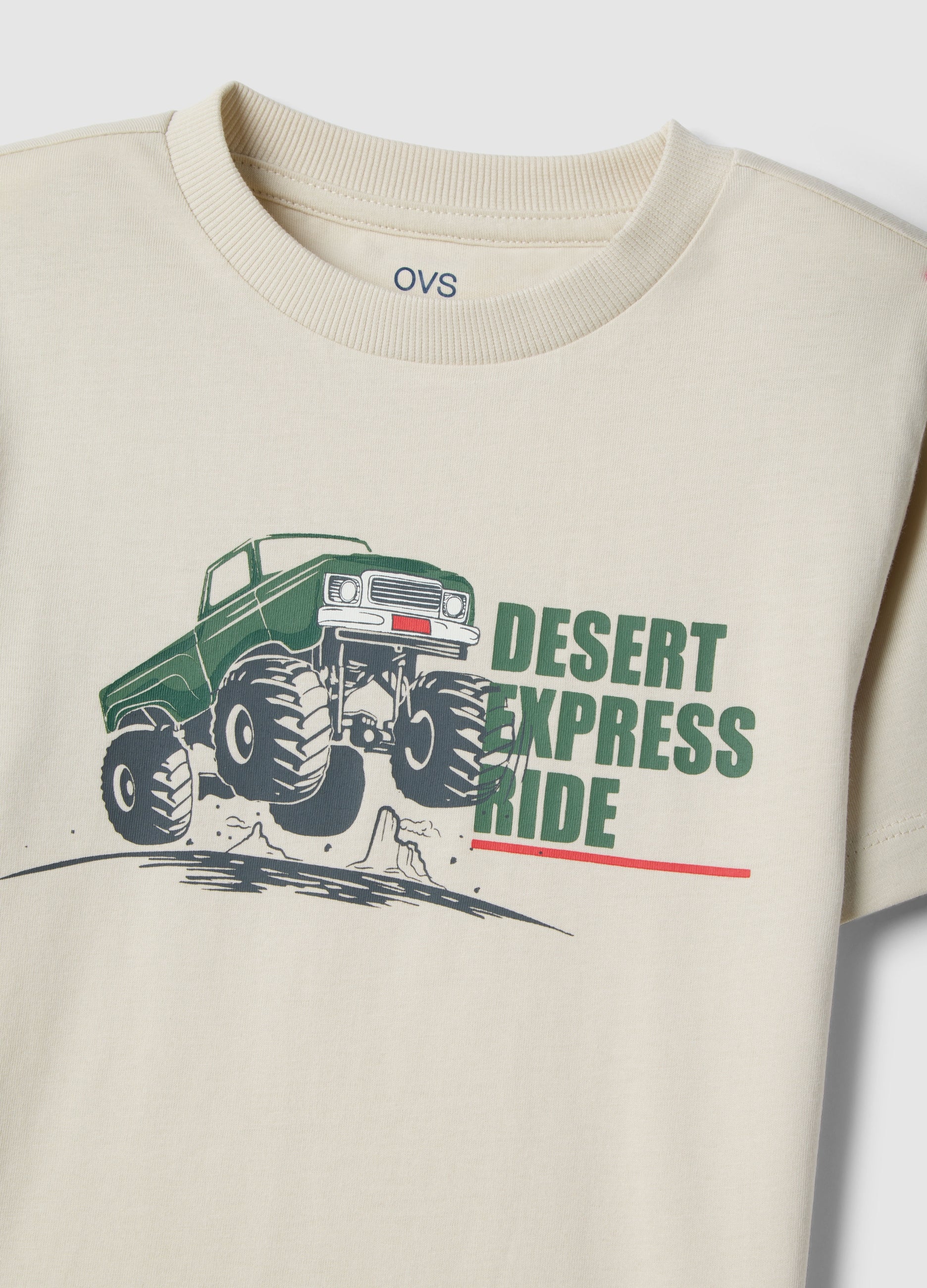 OVS Beige Regular Fit Pure Cotton T-Shirt For Children With Print