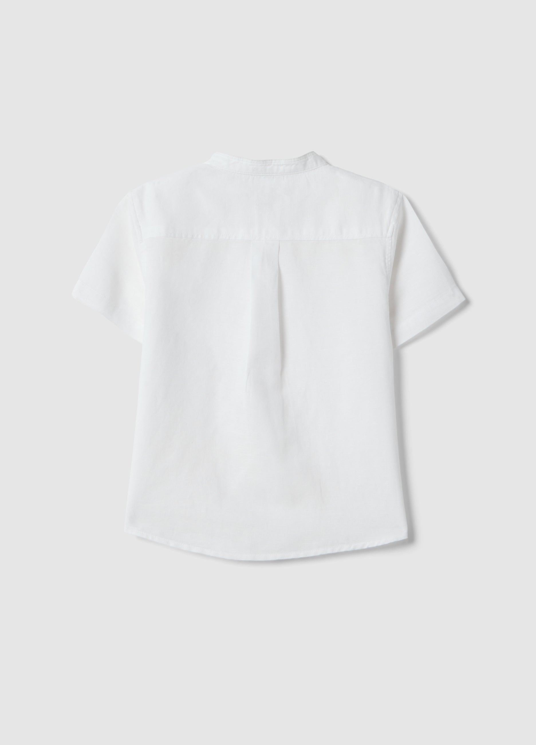 OVS Boys' White Linen-Cotton Blend Regular Fit Shirt