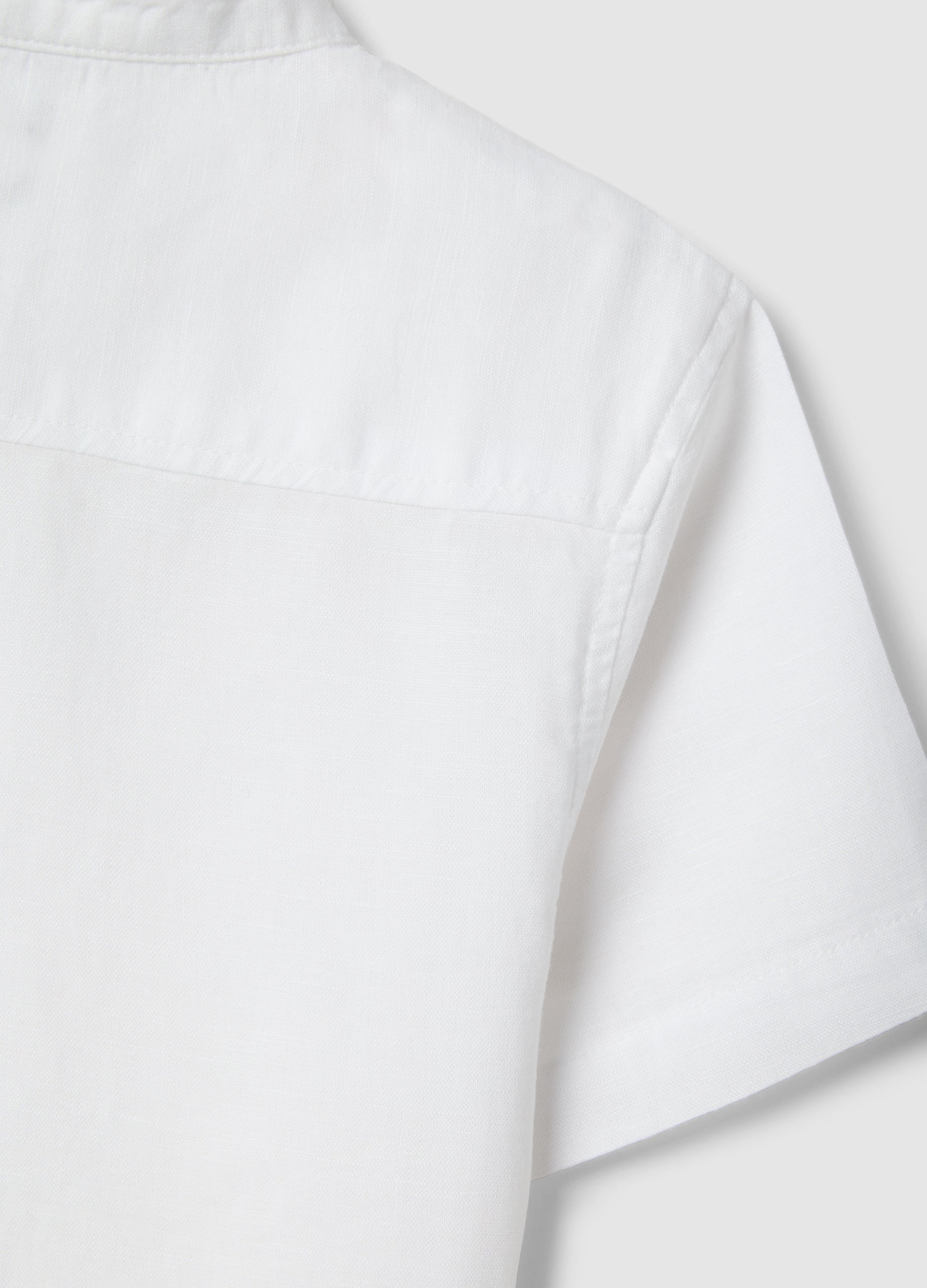 OVS Boys' White Linen-Cotton Blend Regular Fit Shirt