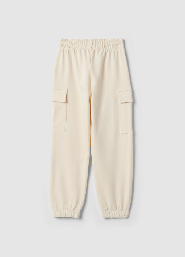 OVS Beige Pure Cotton Regular Fit Girls' Cargo Trousers