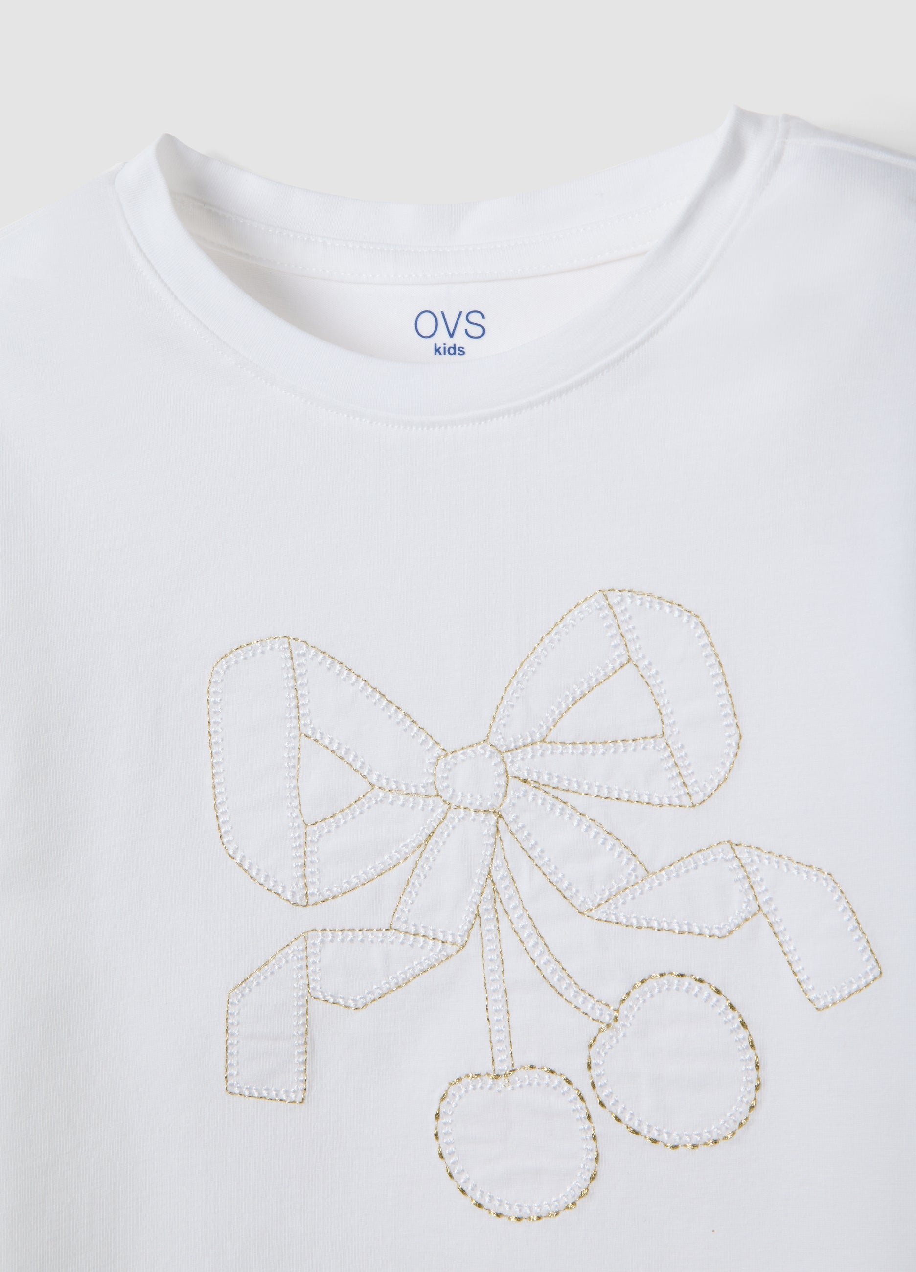 OVS White Stretch Cotton Girl'S T-Shirt Regular Fit