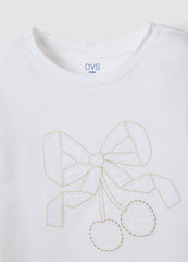 OVS White Stretch Cotton Girl'S T-Shirt Regular Fit