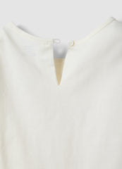 OVS Girls' White Pure Cotton T-Shirt Regular Fit With Embroidery