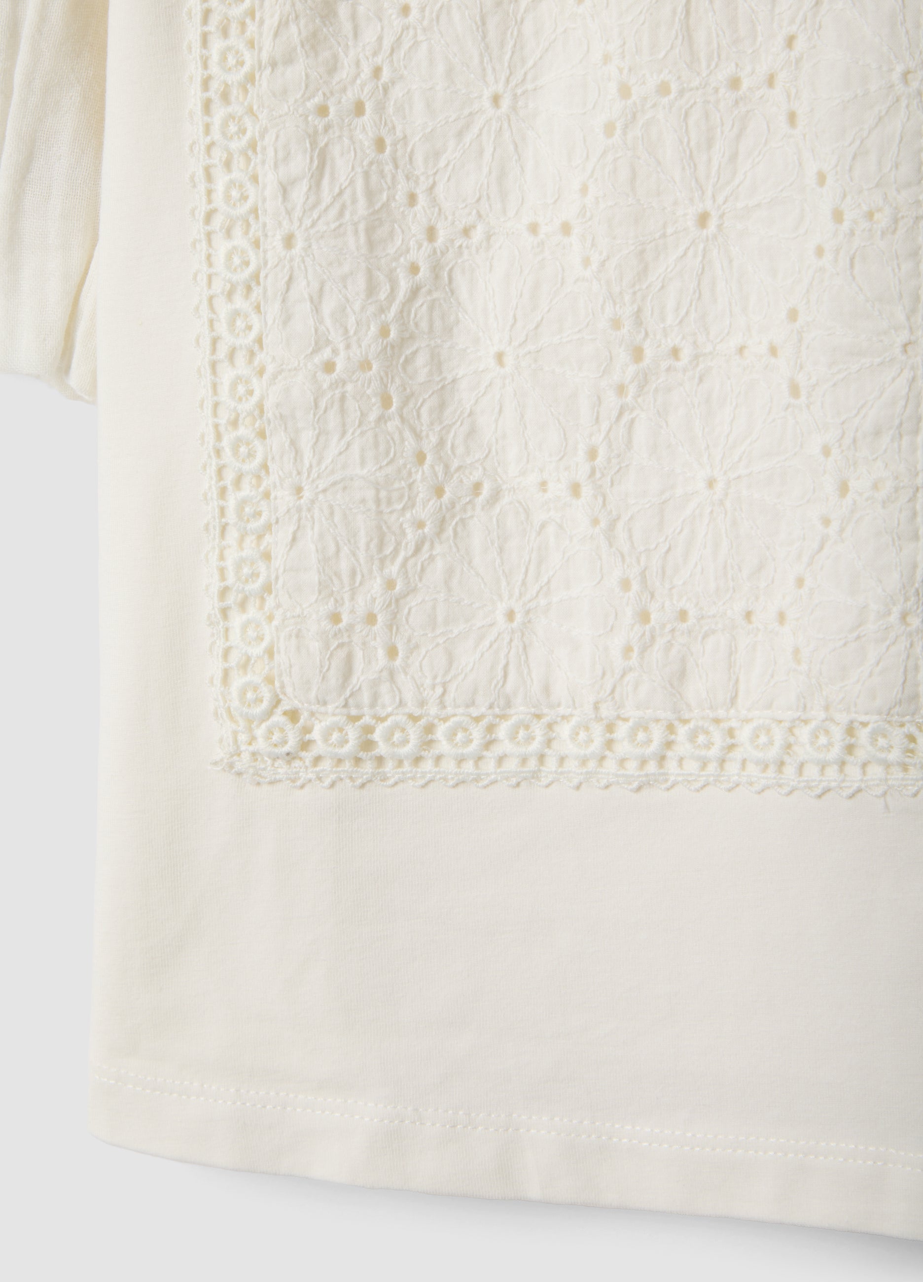 OVS White Stretch Cotton Girls' T-Shirt With Cut-Out Design