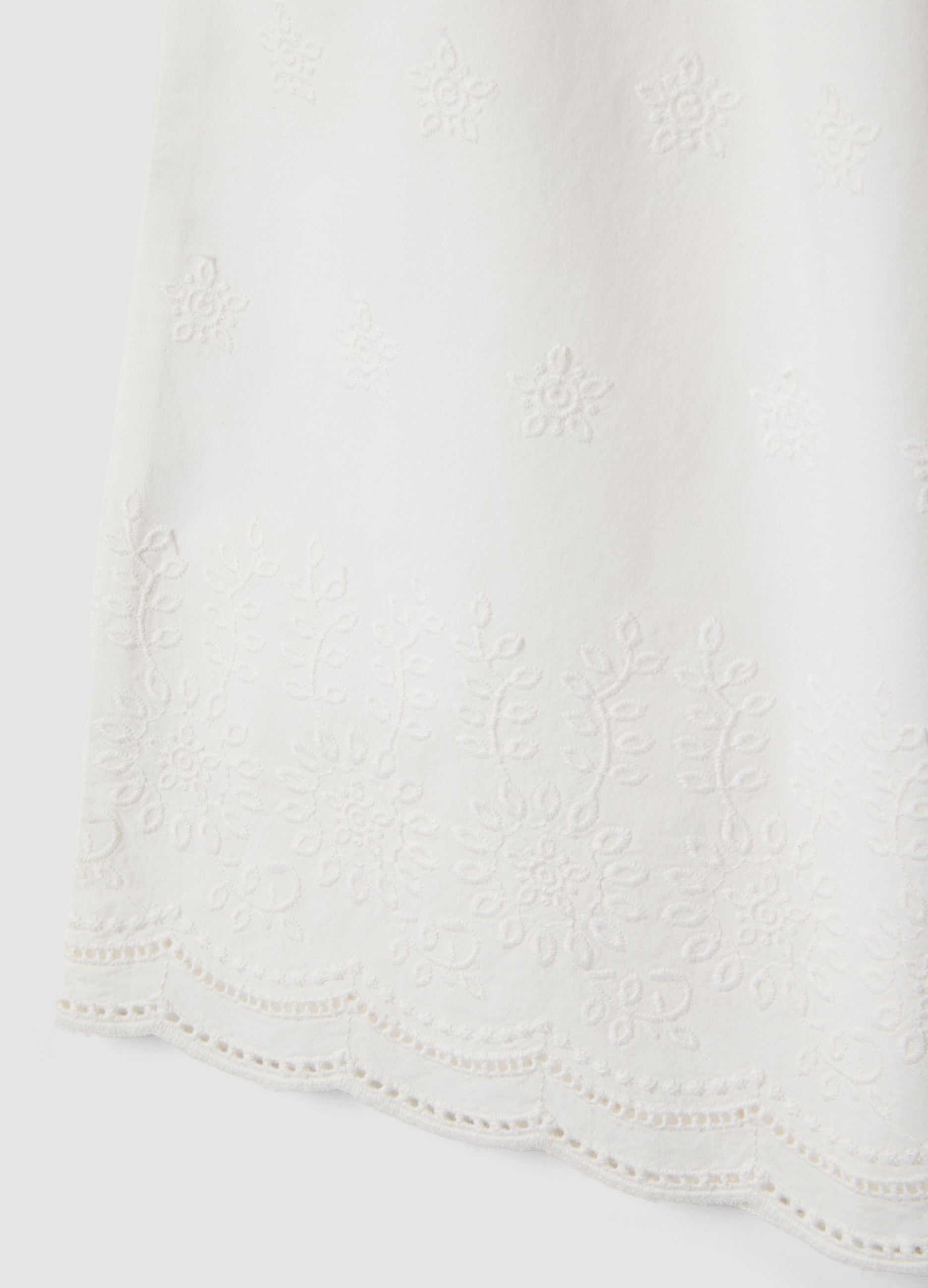 OVS White Cotton Culottes With Embroidery For Girls