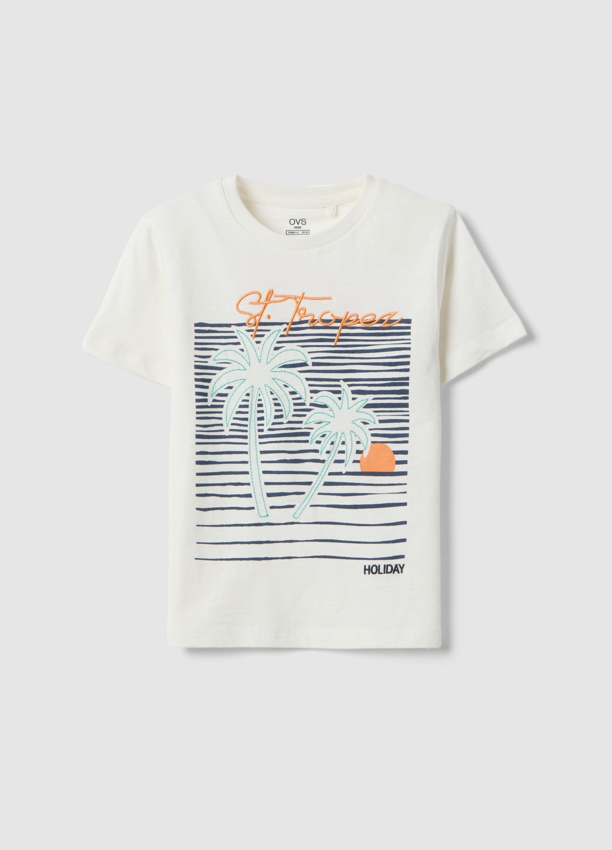 OVS White Pure Cotton Regular Fit Kids T-Shirt With Print