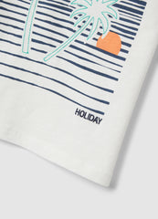 OVS White Pure Cotton Regular Fit Kids T-Shirt With Print