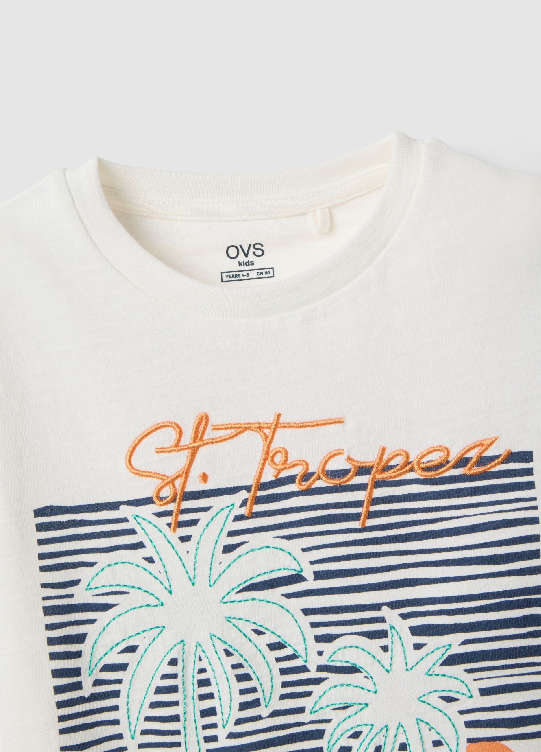 OVS White Pure Cotton Regular Fit Kids T-Shirt With Print