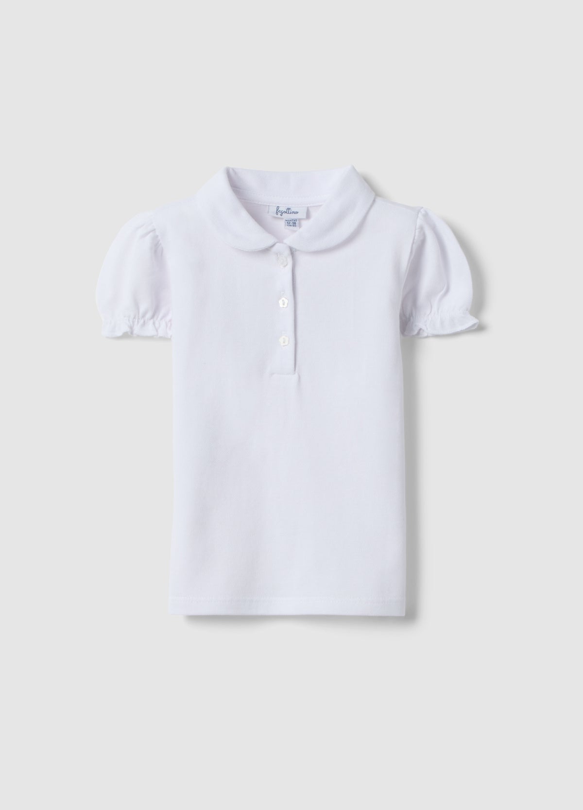 Ovs White Pure Cotton Polo For Girls, Regular Fit With Ruched Sleeves