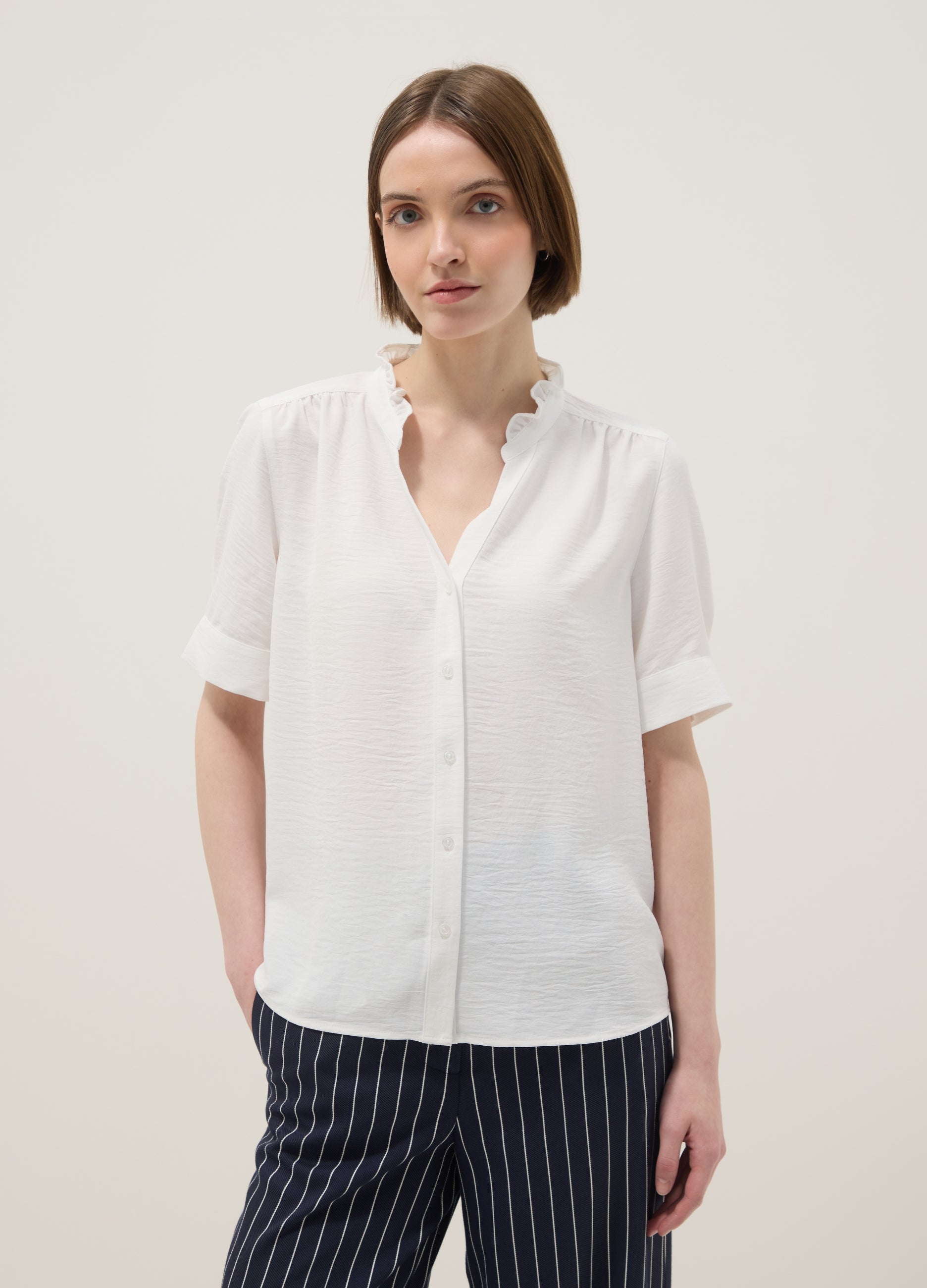 OVS White Short Sleeve Pure Cotton Shirt Regular Fit