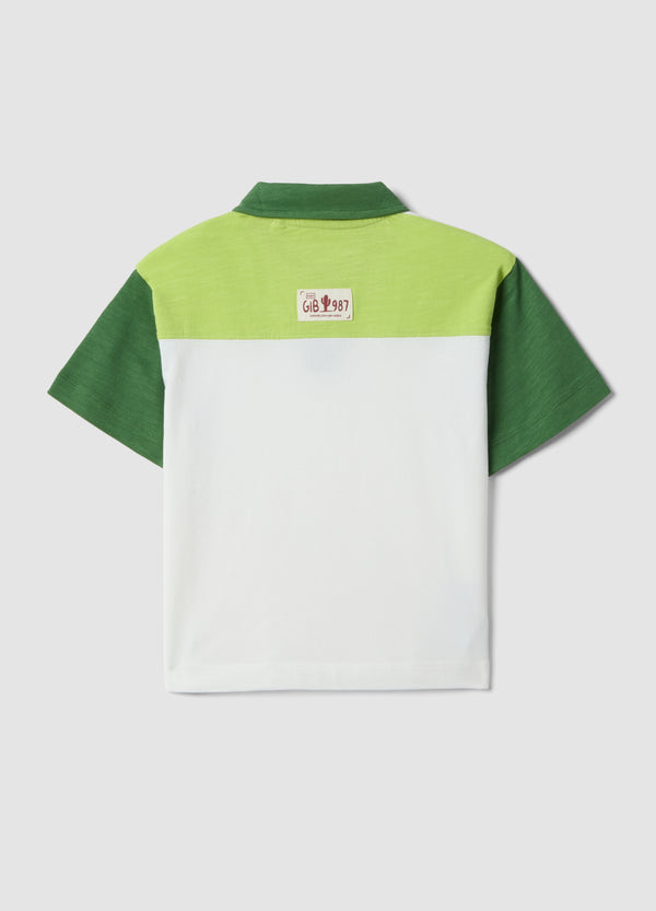 OVS Boys’ Multicolour Pure Cotton Polo Shirt, Oversized Fit