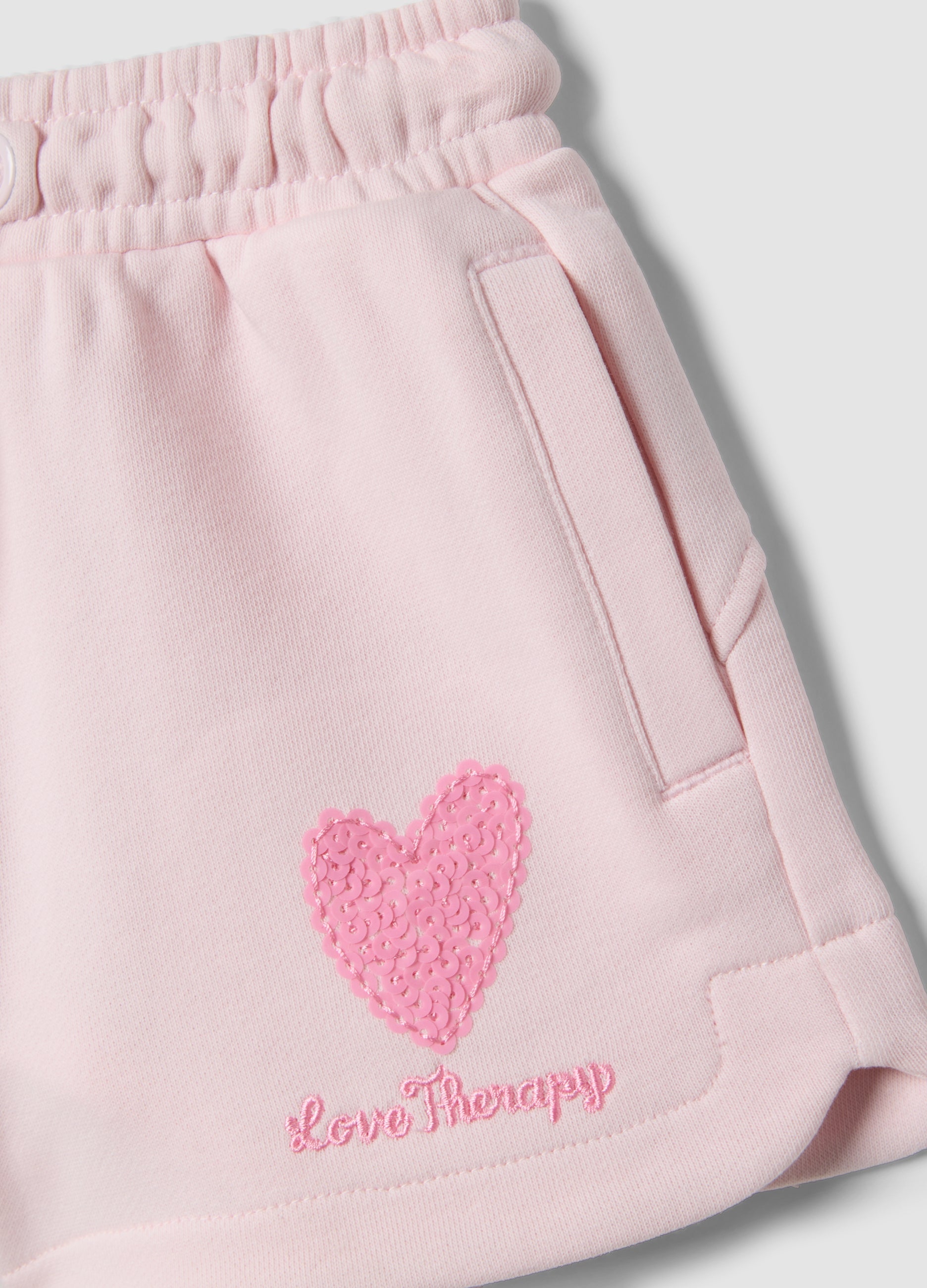OVS Girl'S Regular Fit Pink Cotton Blend Shorts With Heart