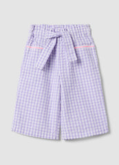 OVS Girls' Wide Leg Multicoloured Check Pure Cotton Trousers