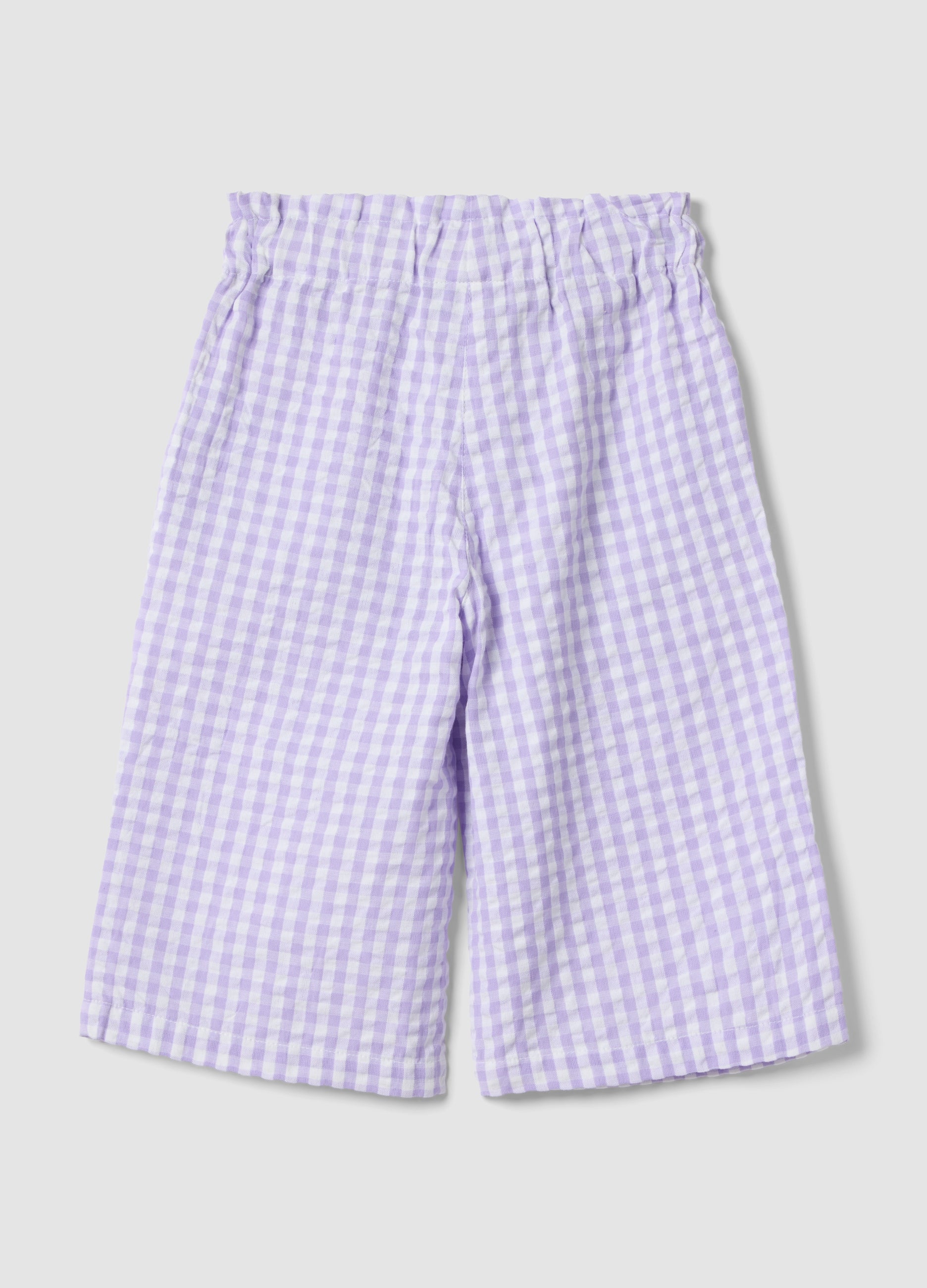 OVS Girls' Wide Leg Multicoloured Check Pure Cotton Trousers