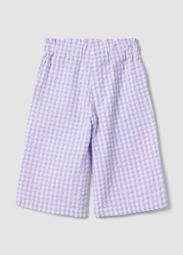OVS Girls' Wide Leg Multicoloured Check Pure Cotton Trousers