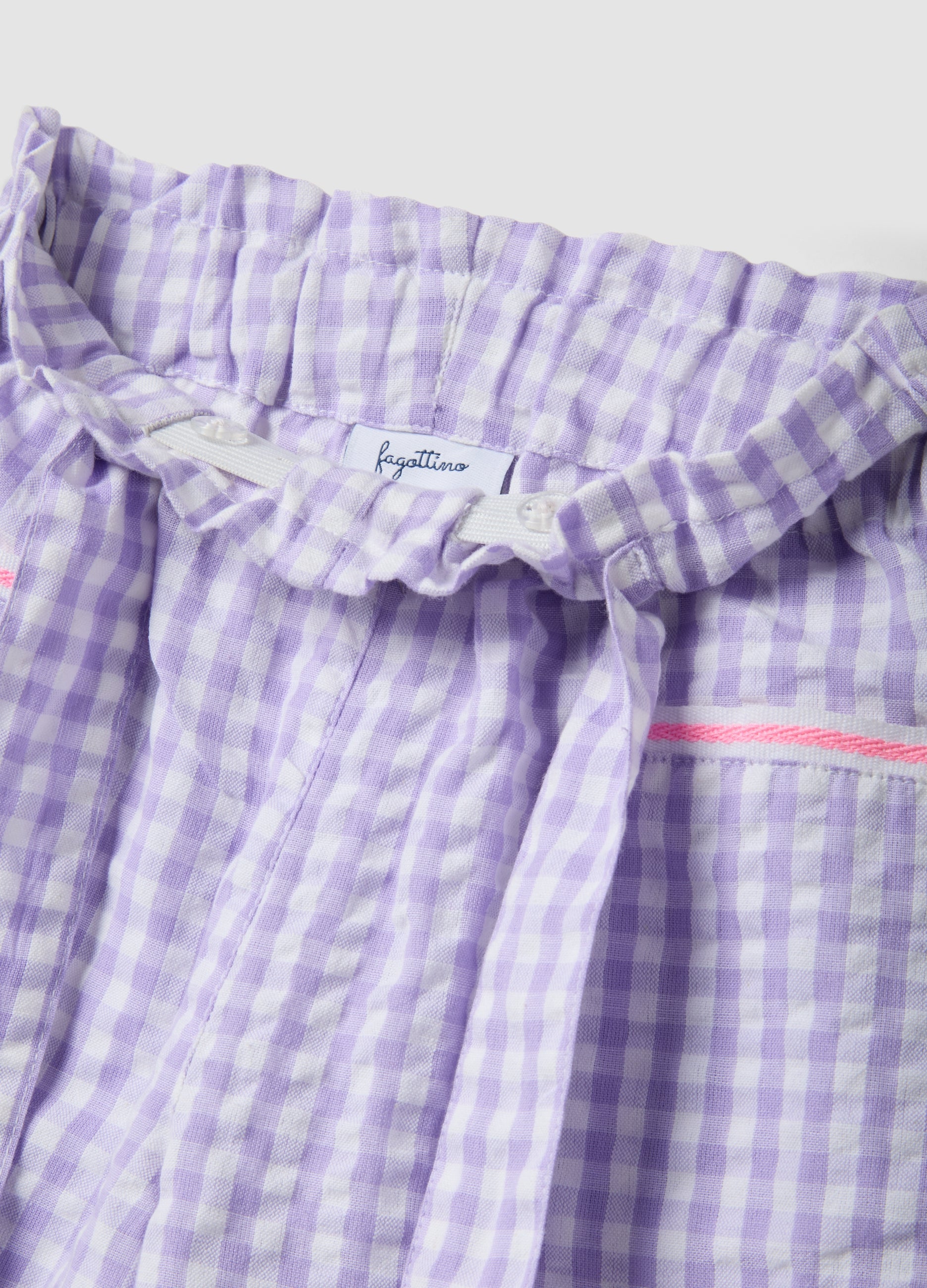 OVS Girls' Wide Leg Multicoloured Check Pure Cotton Trousers