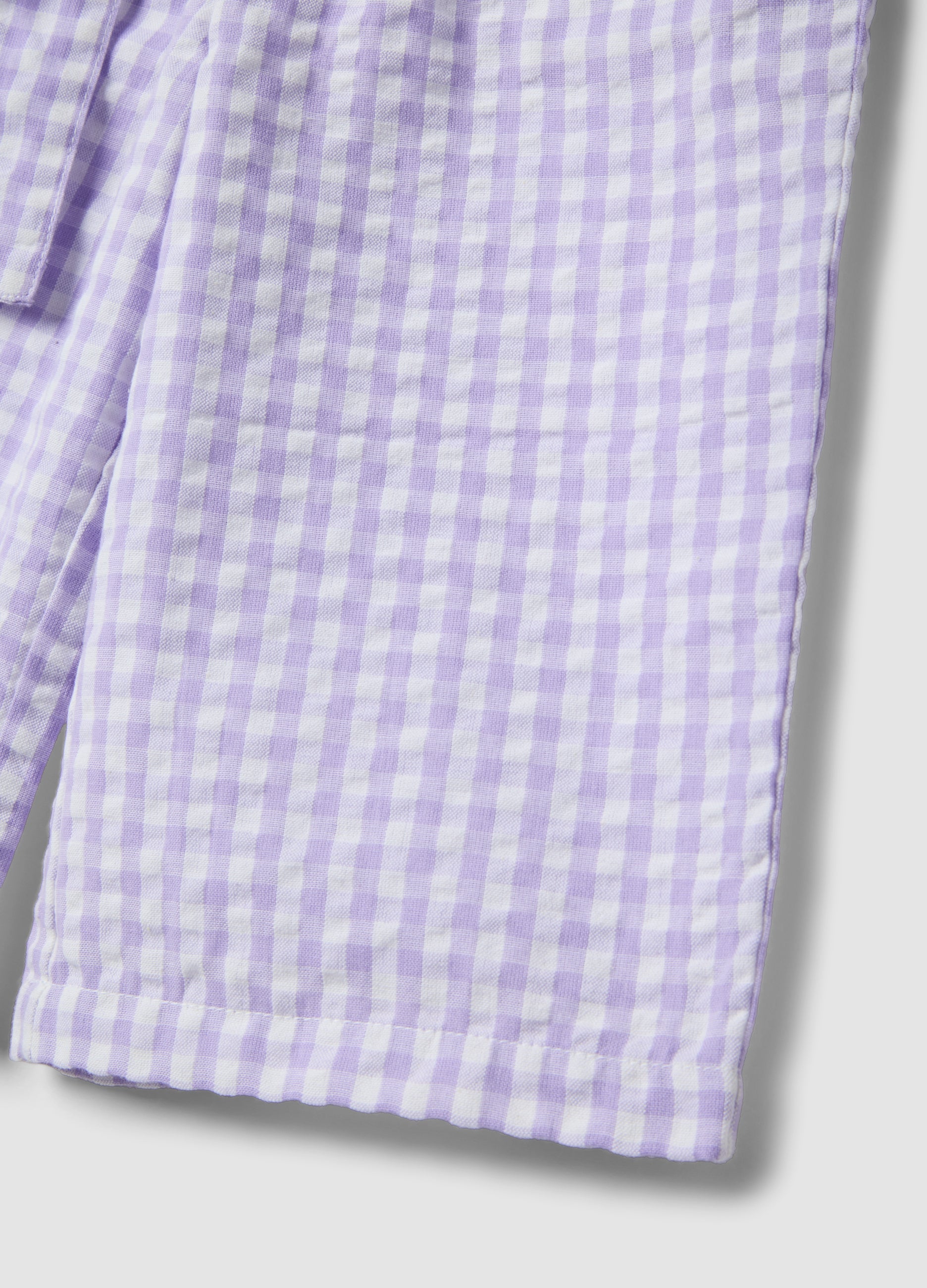 OVS Girls' Wide Leg Multicoloured Check Pure Cotton Trousers