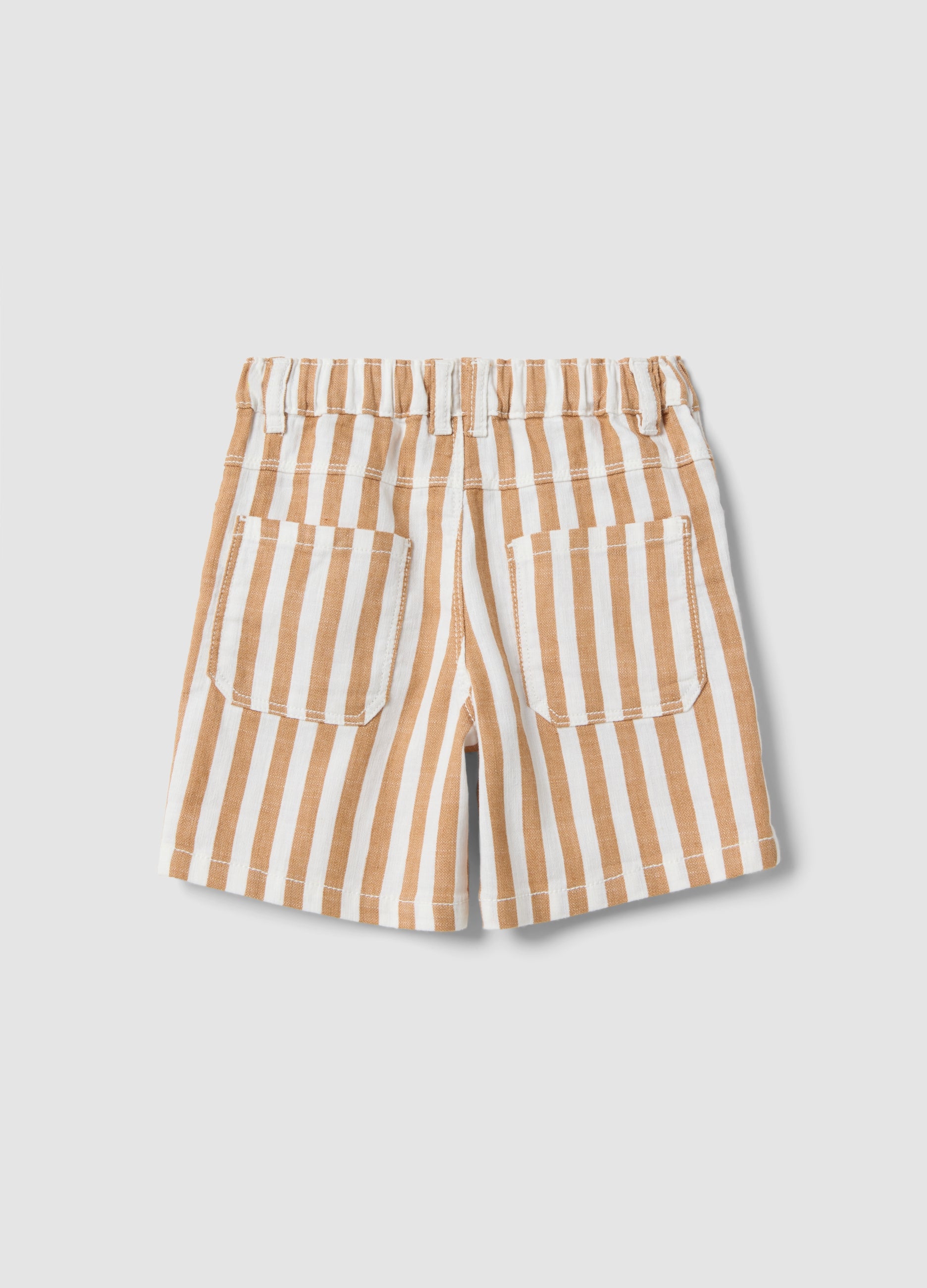 OVS Multicolour Striped Cotton And Linen Blend Shorts For Toddlers With Regular Fit
