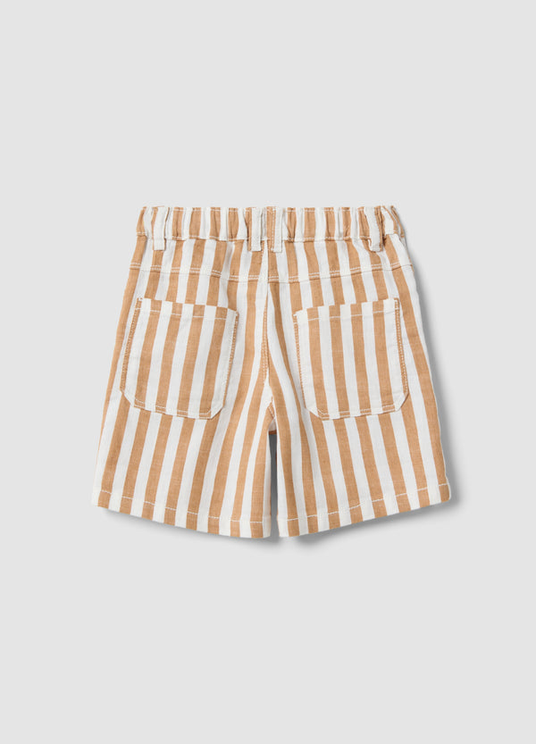 OVS Multicolour Striped Cotton And Linen Blend Shorts For Toddlers With Regular Fit