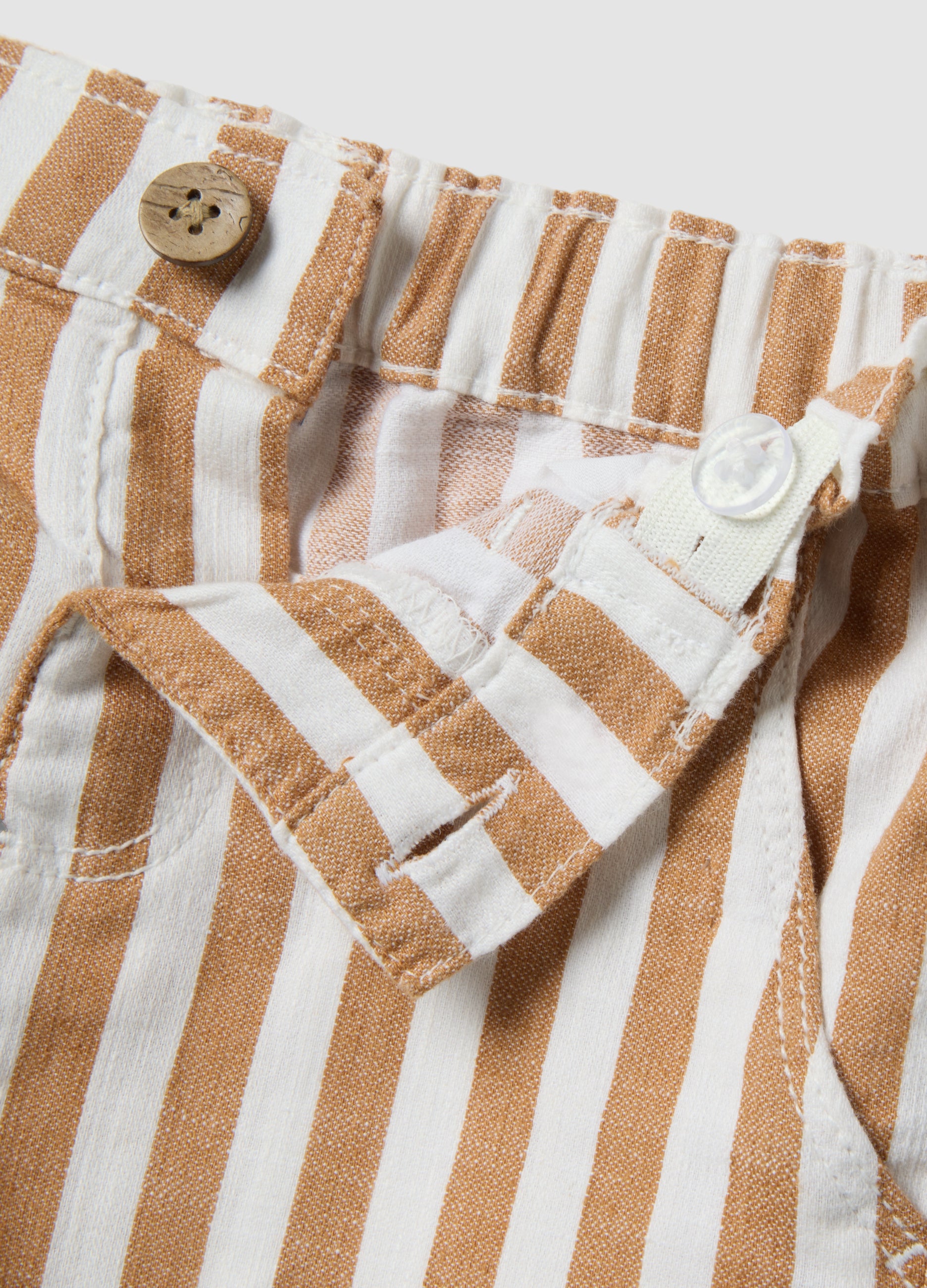 OVS Multicolour Striped Cotton And Linen Blend Shorts For Toddlers With Regular Fit