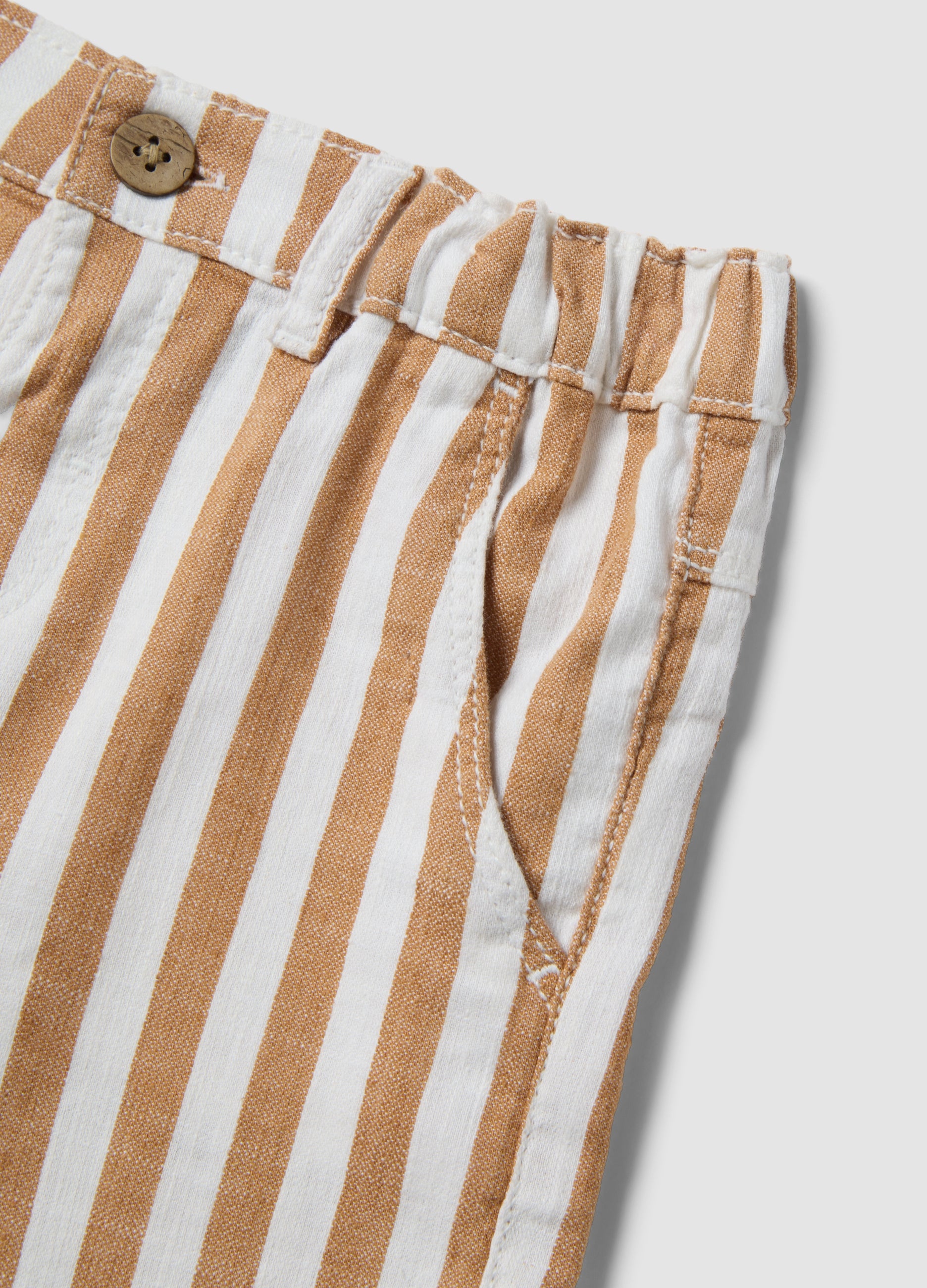 OVS Multicolour Striped Cotton And Linen Blend Shorts For Toddlers With Regular Fit