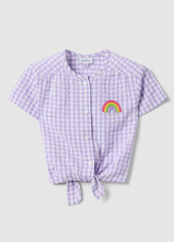 OVS Multicoloured Check Pure Cotton Blouse For Girls Regular Fit