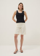OVS Black Stretchy Cotton Regular Fit Tank Top With Trim