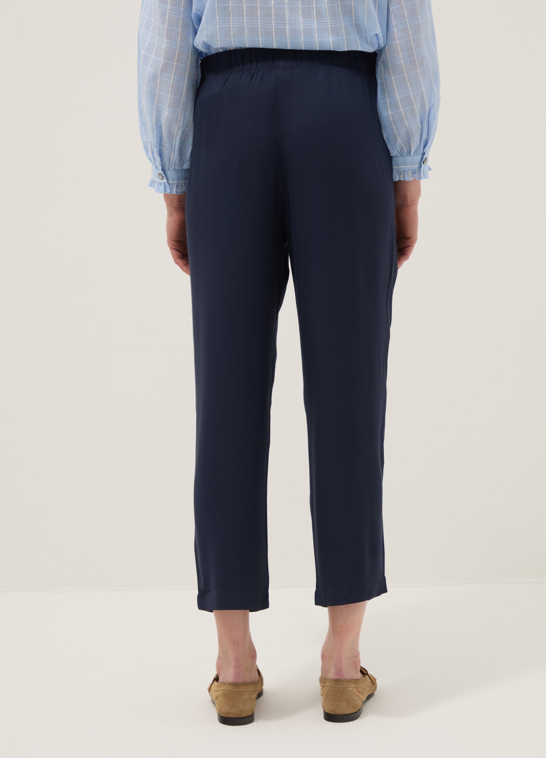 OVS Blue Jogger Trousers In Pure Viscose With Regular Fit